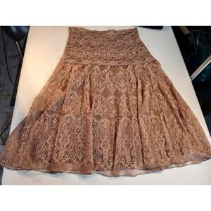 Lily White coco brown lace skirt size XS stretchy. Boho beautiful brown.